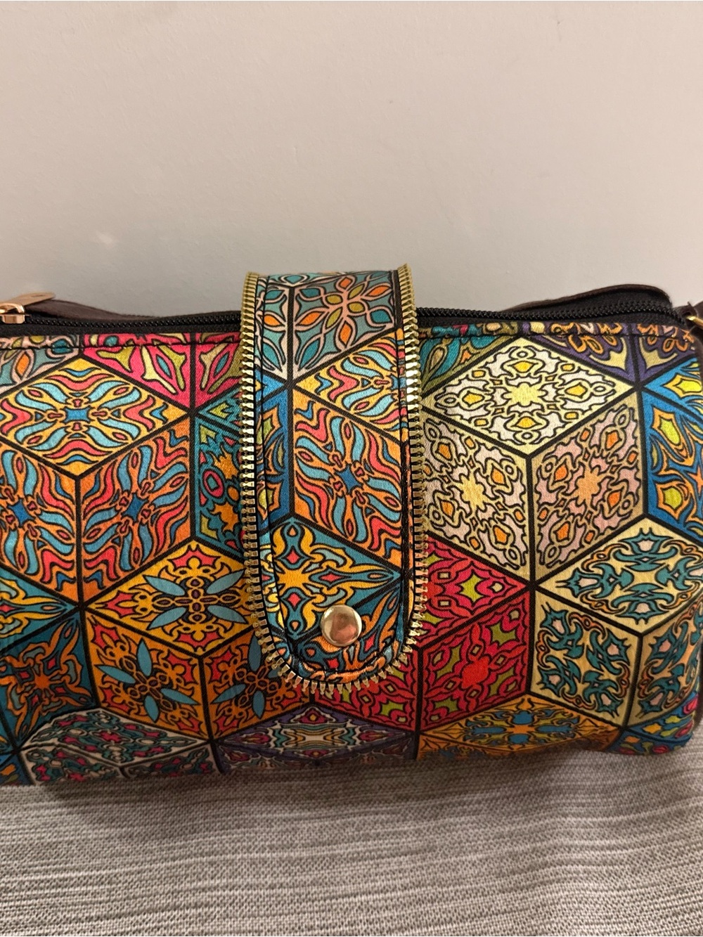 Colorful Geometric Pattern Women's Wristlet Bag - Multicolor